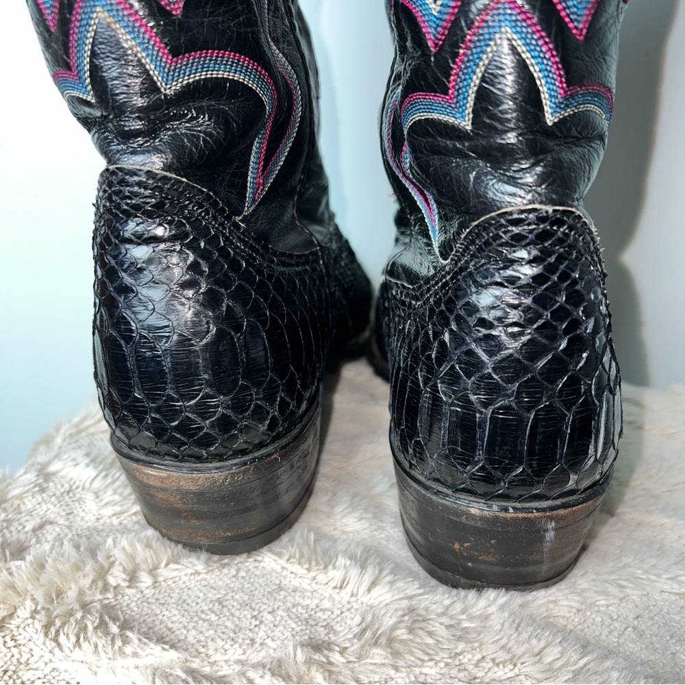 Nocona Black Python Cowboy Boots | Men's Size 8 | Exotic Leather Western Boots - Picture 14 of 17